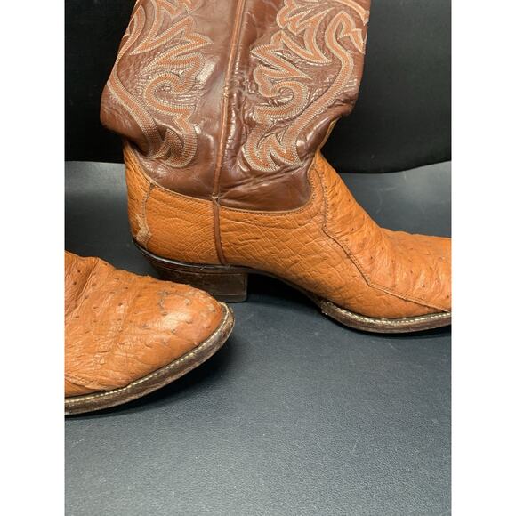 Vintage Ostrich Leather Cowboy Boots 11 D Western Embroidery main image 7